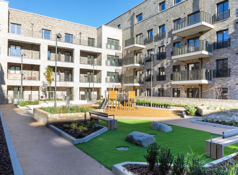 Residents' courtyard at Hepworth Place, Walthamstow